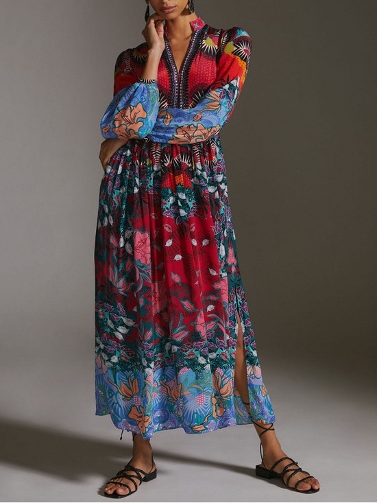Anthropologie Dresses & Skirts - Anthropologie Bhanuni by Jyoti Maxi Dress 12 Feminine Bohemian Resort Chic NWT